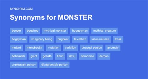 monster synonyms|MONSTERS Synonyms: 185 Similar and Opposite Words